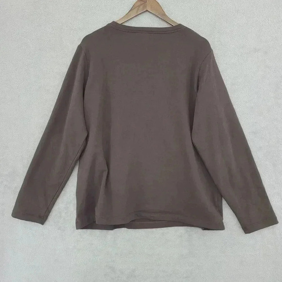 Land's End Women's L Brown Long Sleeve Pullover Sweatshirt Cotton Blend 23PT - Picture 2 of 8